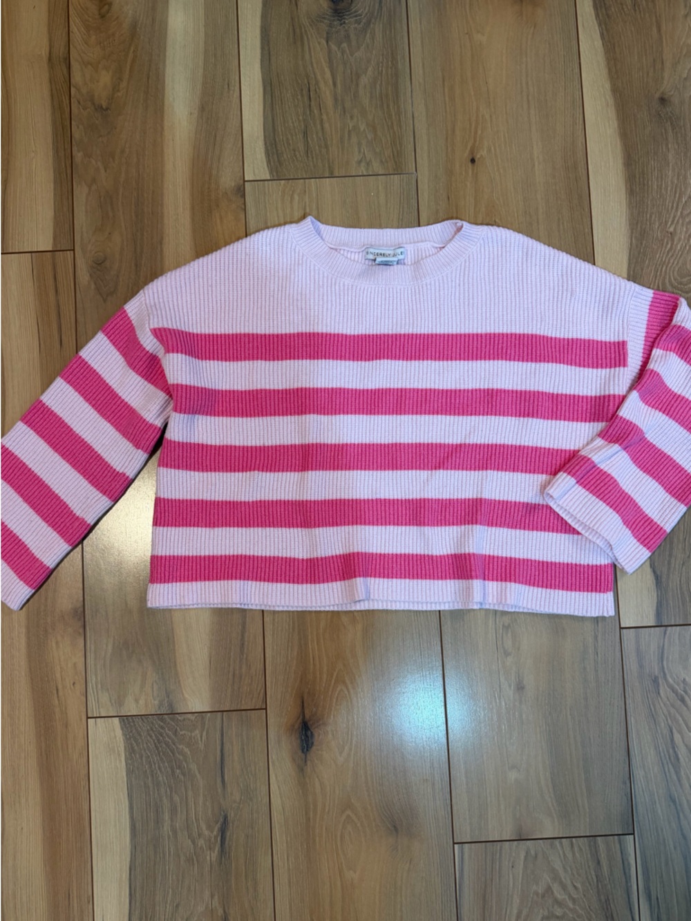 Sincerly Jules Pink and Hot Pink Striped Knit Sweater